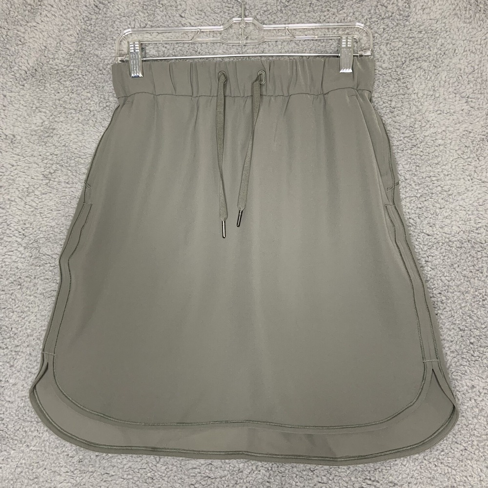 Lululemon Skirt Womens 6 Olive Green Drawstring Pull On Pockets Athletic Stretch